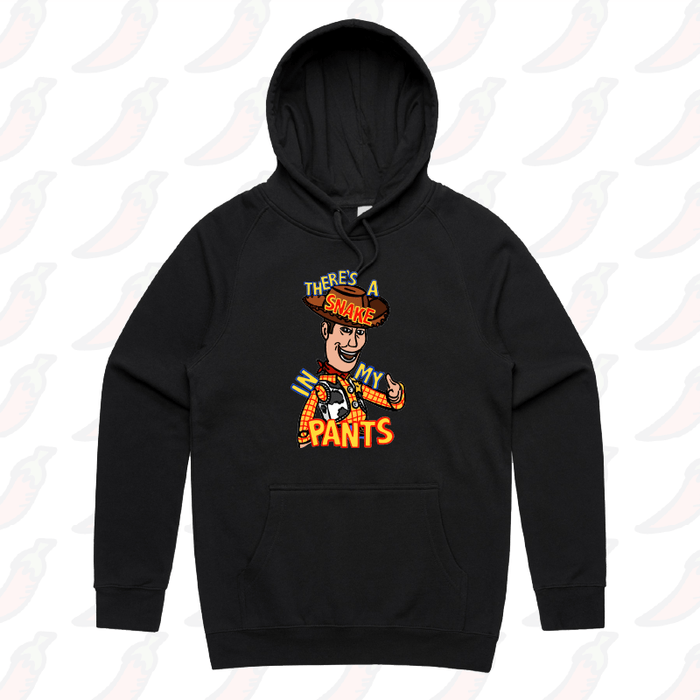 S / Black / Large Front Print SNAKE IN MY PANTS 🐍- Unisex Hoodie