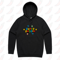 S / Black / Large Front Print Super Daddio ⭐🍄 – Unisex Hoodie