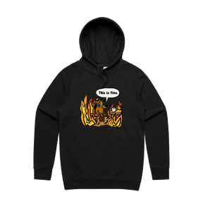 S / Black / Large Front Print This Is Fine 🔥 - Unisex Hoodie