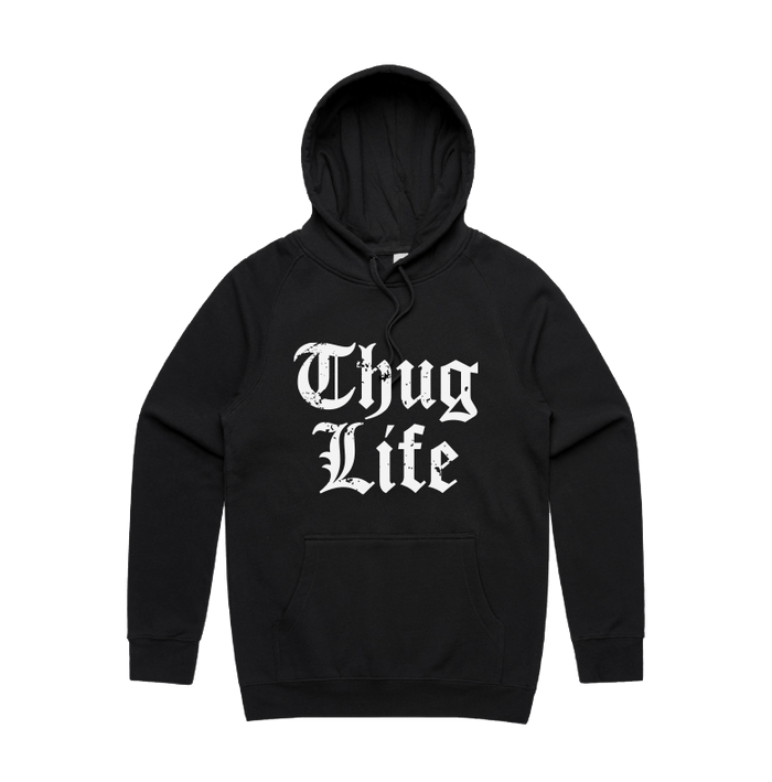 S / Black / Large Front Print Thug Life 🖕🏾 - Unisex Hoodie