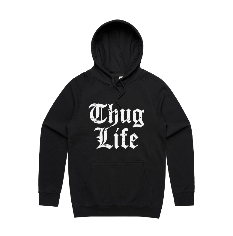 S / Black / Large Front Print Thug Life 🖕🏾 - Unisex Hoodie