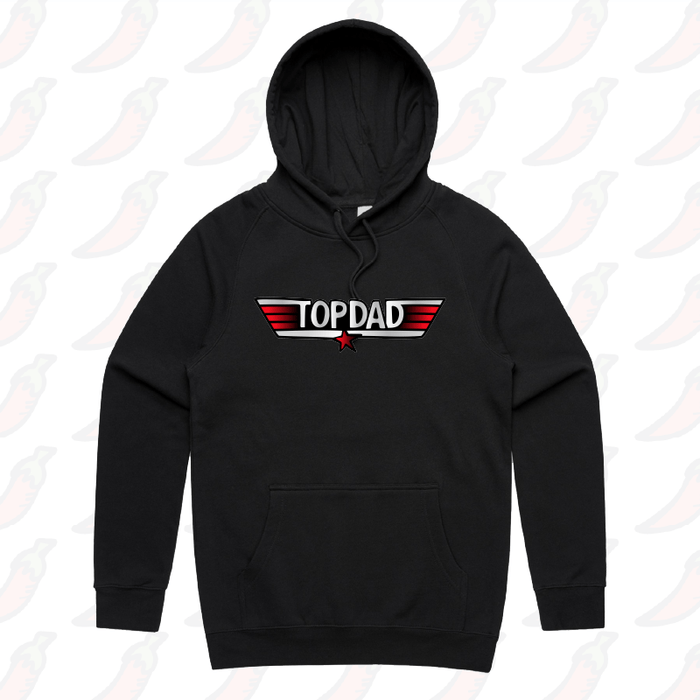 S / Black / Large Front Print Top Dad 🕶️ - Unisex Hoodie