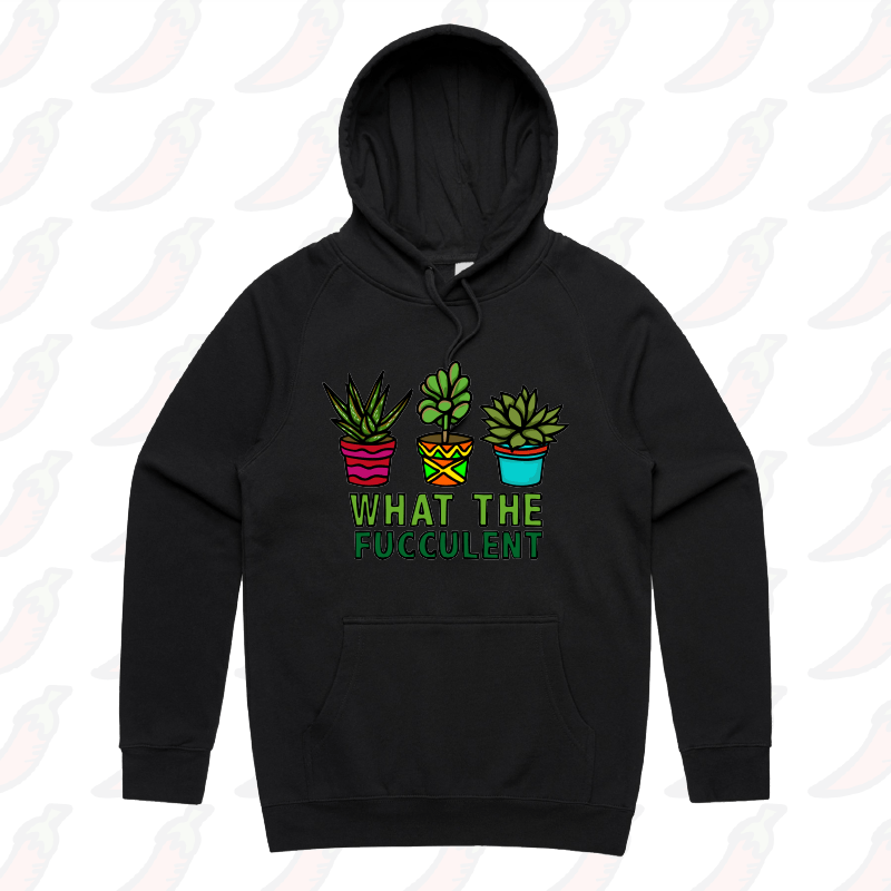 S / Black / Large Front Print What The Fucculent 🌵 – Unisex Hoodie