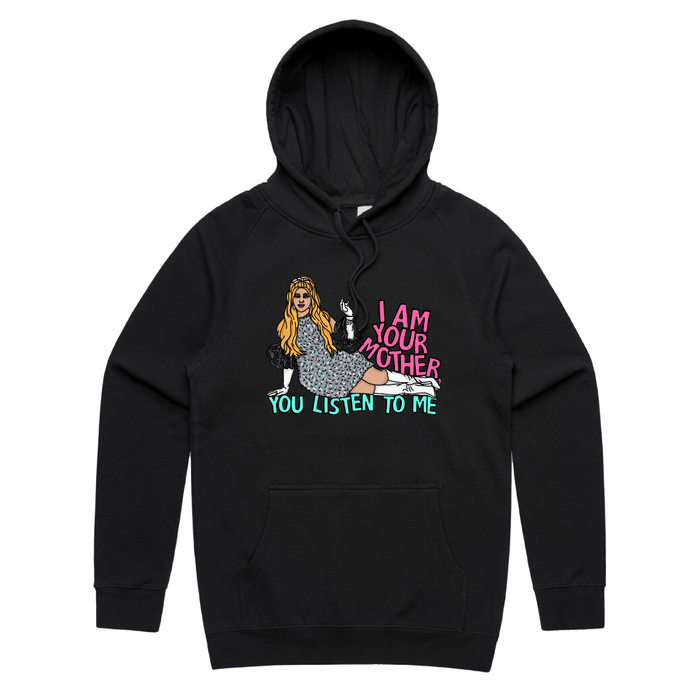 S / Black / Large Front Print You Listen To Me 🎤🎶 - Unisex Hoodie