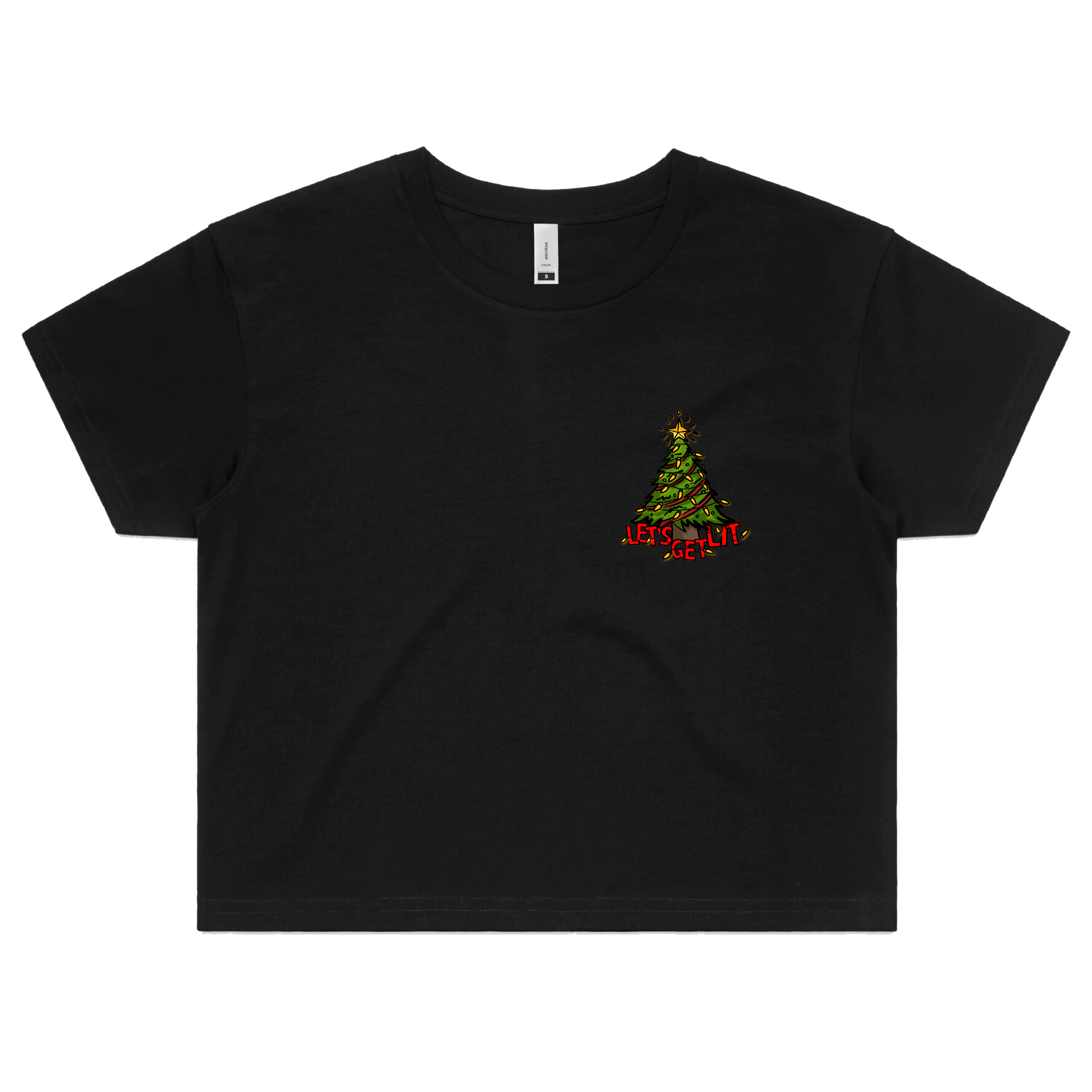 S / Black Let’s Get Lit 🎄💡 – Women's Crop Top