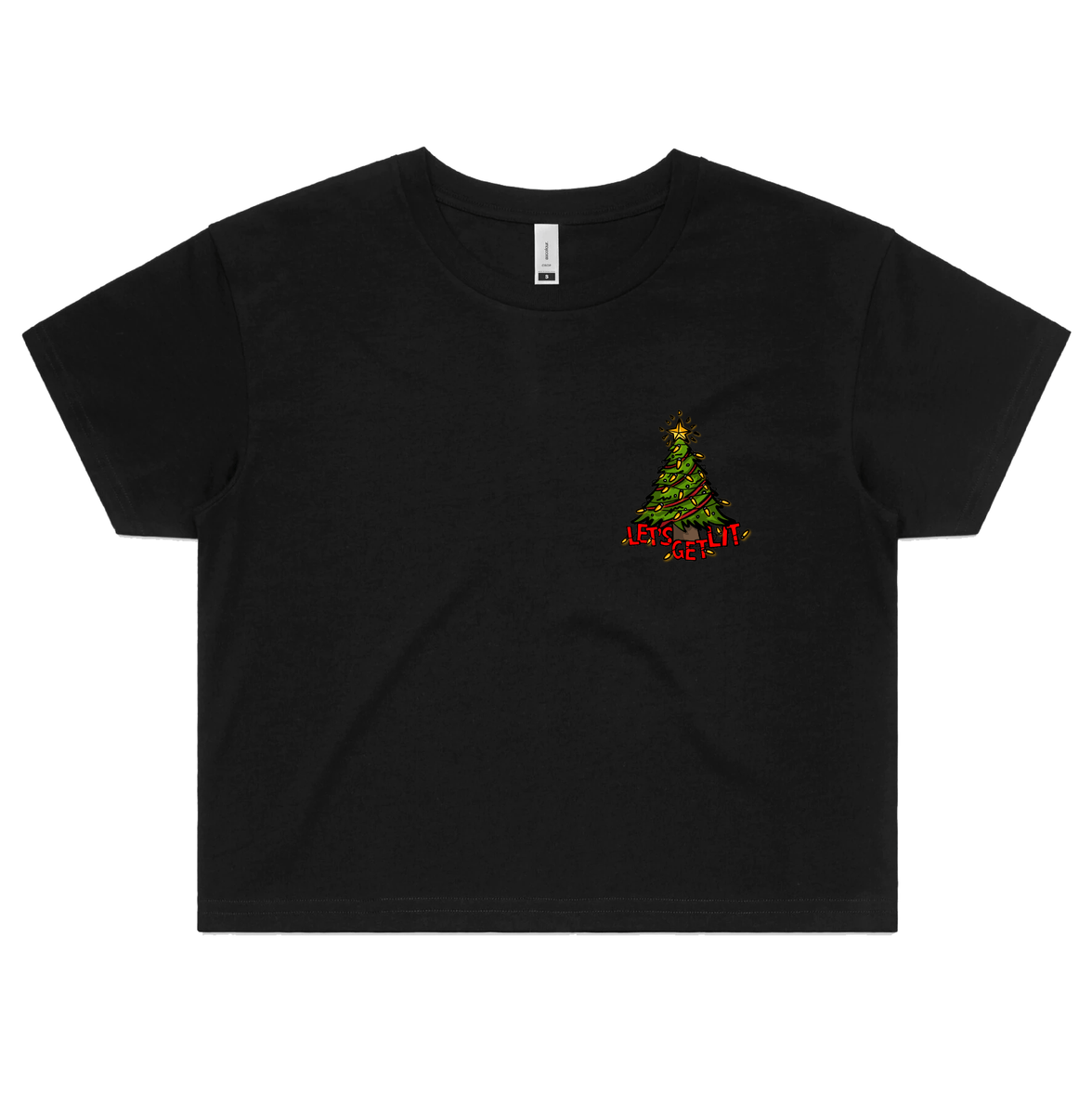 S / Black Let’s Get Lit 🎄💡 – Women's Crop Top