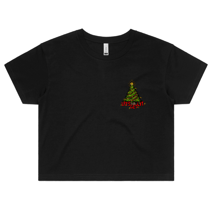 S / Black Let’s Get Lit 🎄💡 – Women's Crop Top