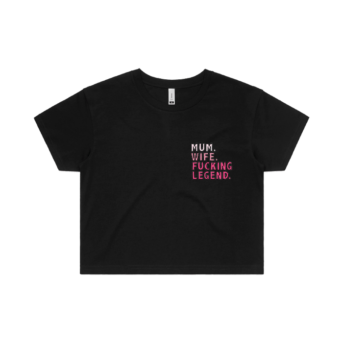 S / Black Mum. Wife. Legend 🏅 - Women's Crop Top