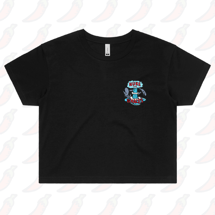 S / Black Nuke The Whales 💣🐳 – Women's Crop Top