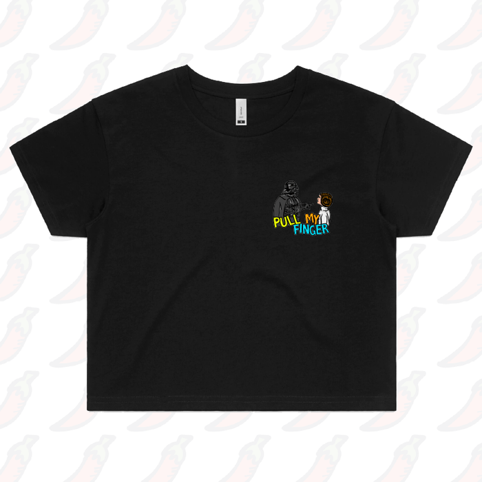 S / Black Pull My Finger 👉 – Women's Crop Top