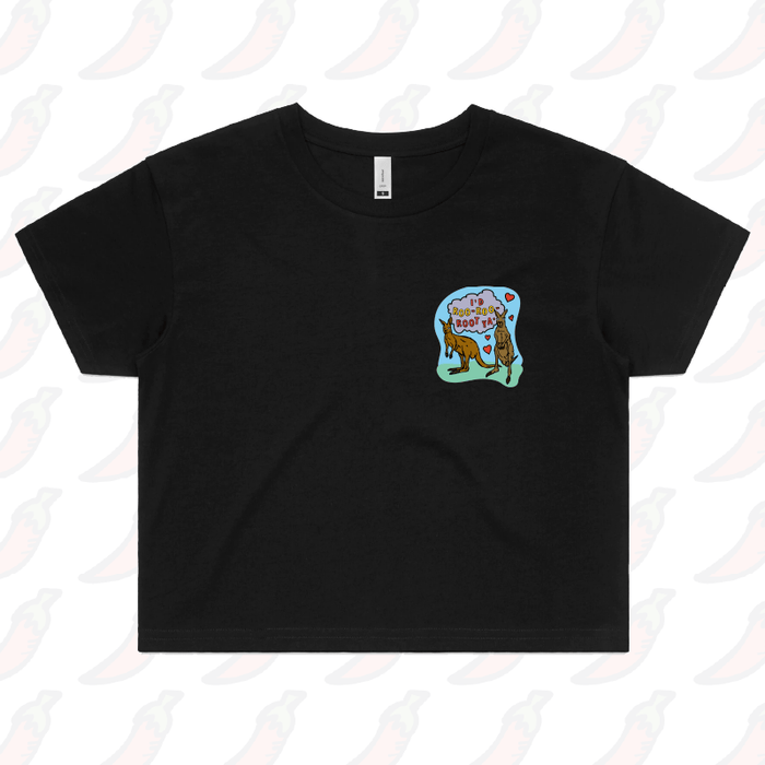 S / Black Roo Roo Root Ya 🦘 – Women's Crop Top