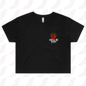 S / Black She’ll Be Right BBQ 🤷🔥 – Women's Crop Top