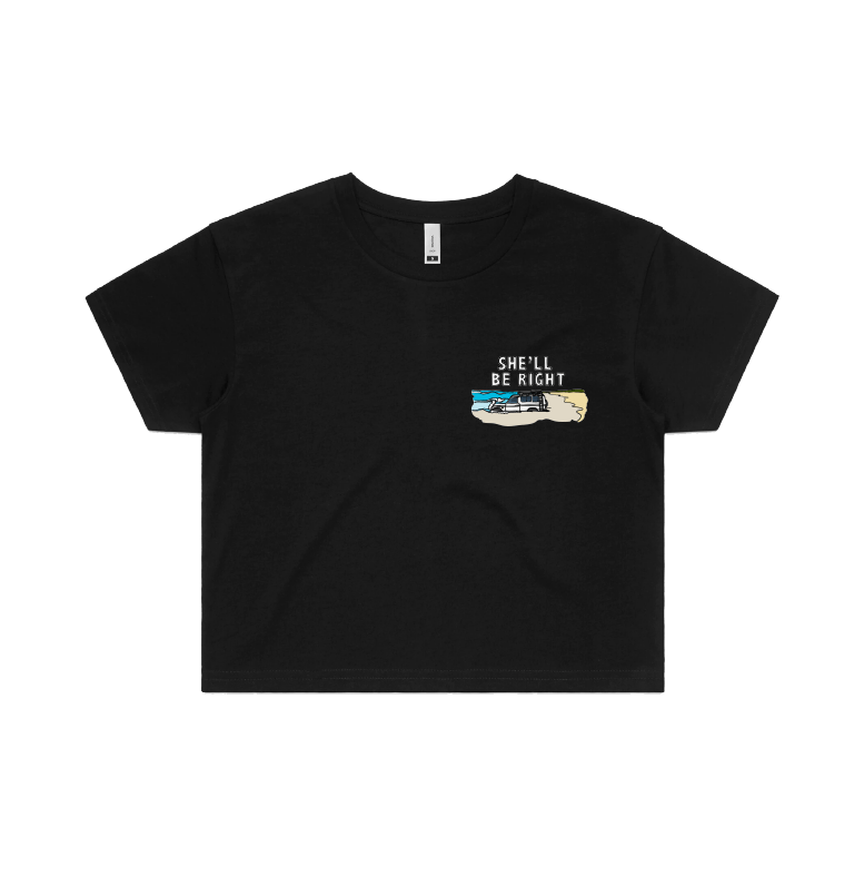 S / Black SHE'LL BE RIGHT 🤷‍♂️ - Women's Crop Top