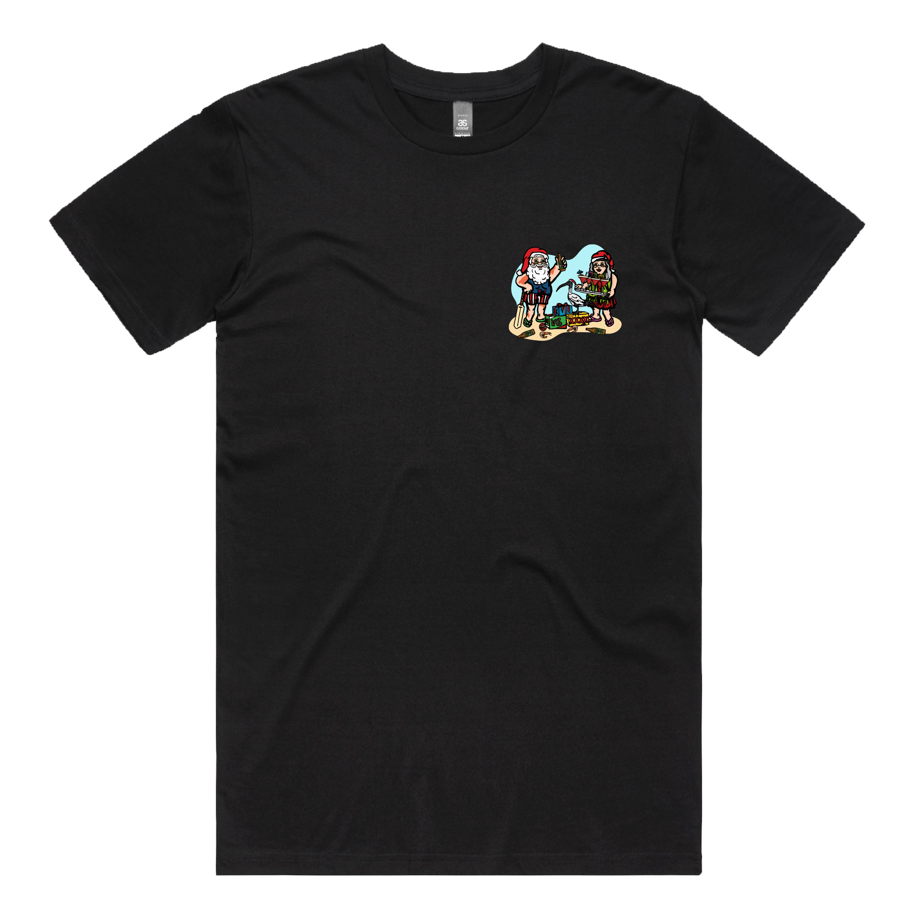 S / Black / Small Front Design Aussie Christmas 🍤🍺 - Men's T Shirt
