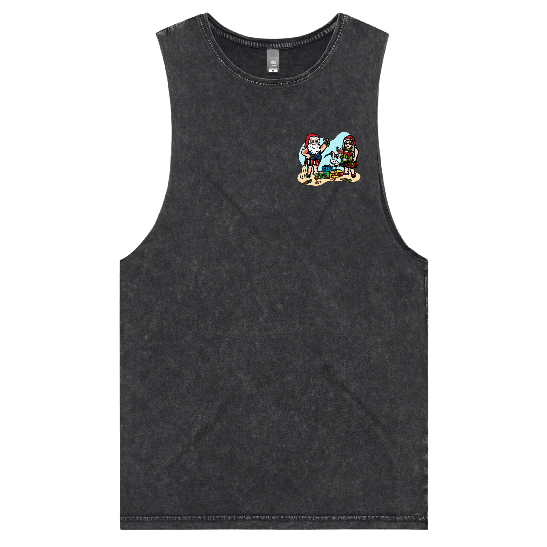 S / Black / Small Front Design Aussie Christmas 🍤🍺 - Tank