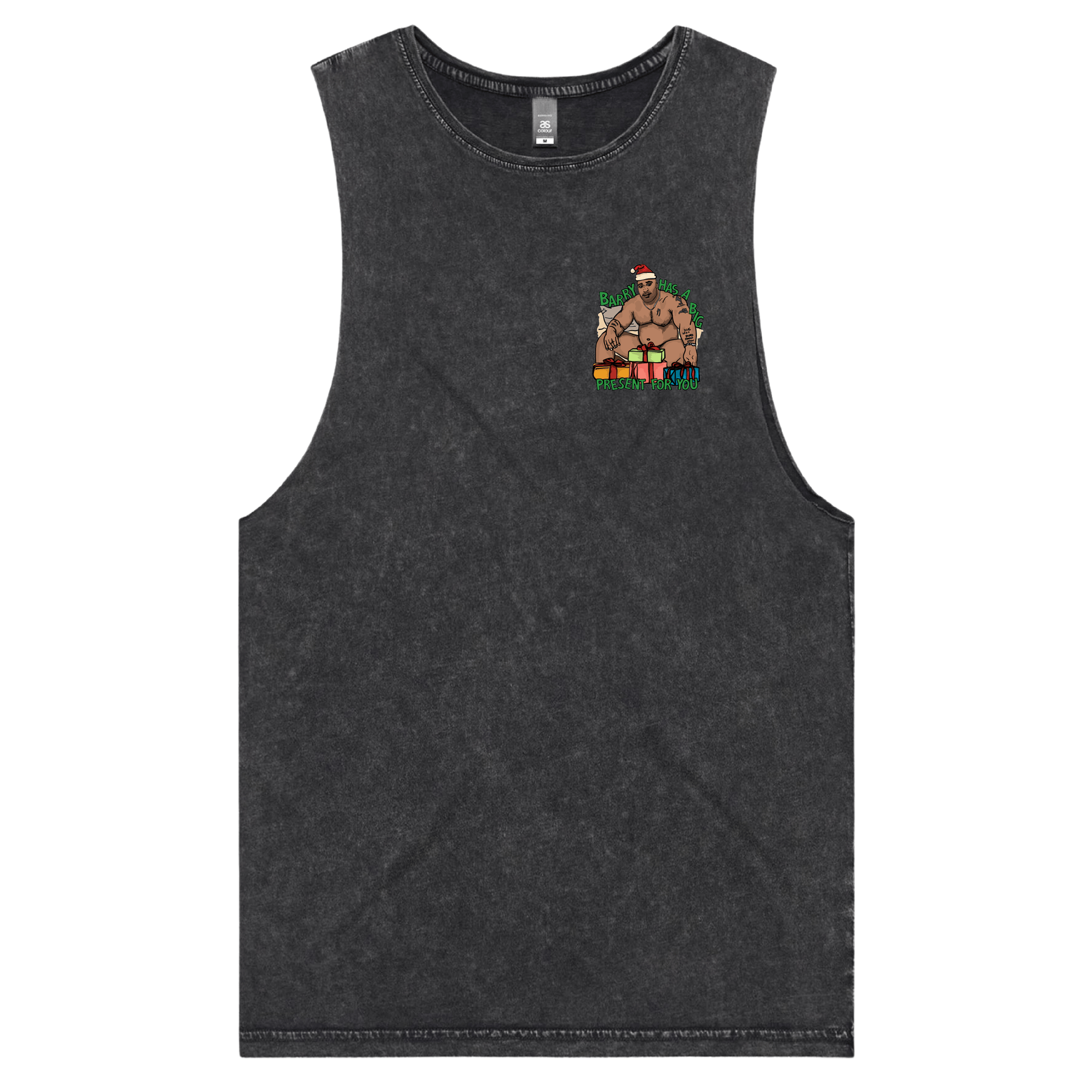 S / Black / Small Front Design Big Barry Christmas 🍆🎄- Tank