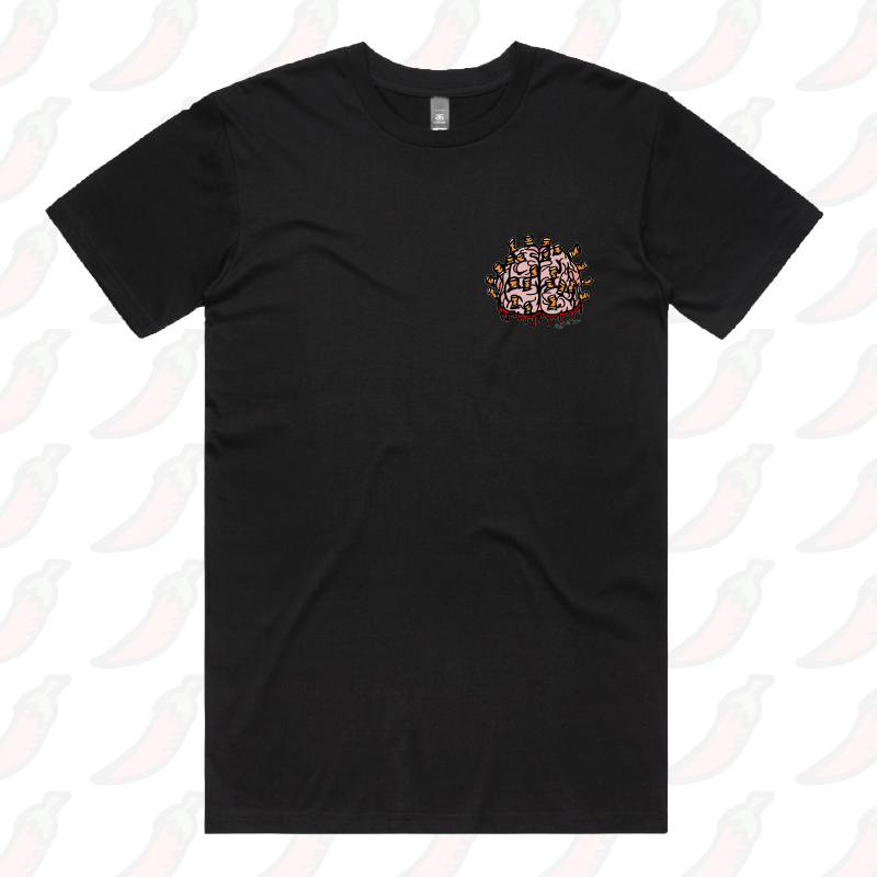 S / Black / Small Front Design Ciggy Butt-Brain 🚬🧠 - Men's T Shirt