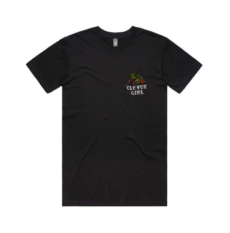 S / Black / Small Front Design Clever Girl 🦖 - Men's T Shirt