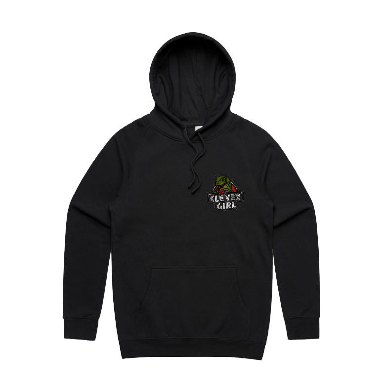 S / Black / Small Front Design Clever Girl 🦖 - Unisex Hoodie