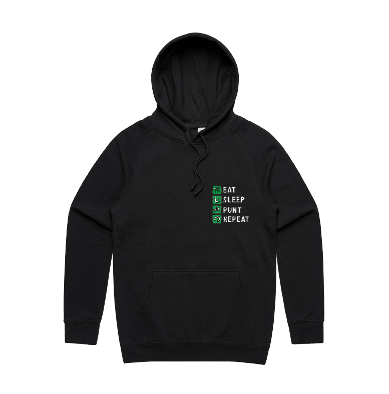 S / Black / Small Front Design Eat Sleep Punt Repeat 🏇 - Unisex Hoodie