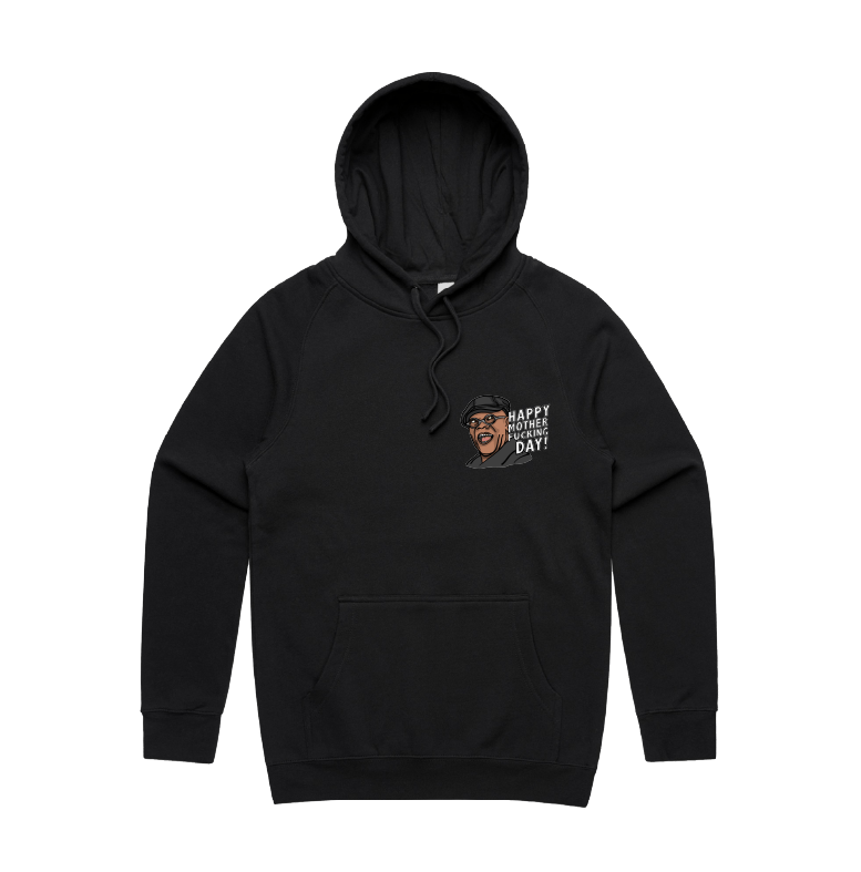 S / Black / Small Front Design Happy Mother-F**king Day 💐 - Unisex Hoodie