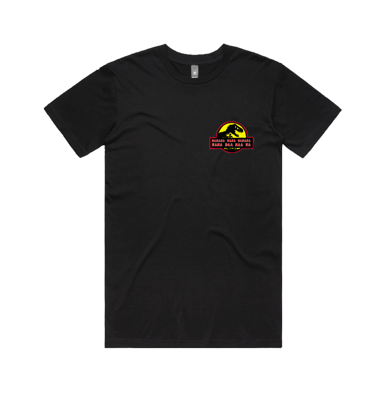 S / Black / Small Front Design Jurassic Park Theme 🦕 - Men's T Shirt
