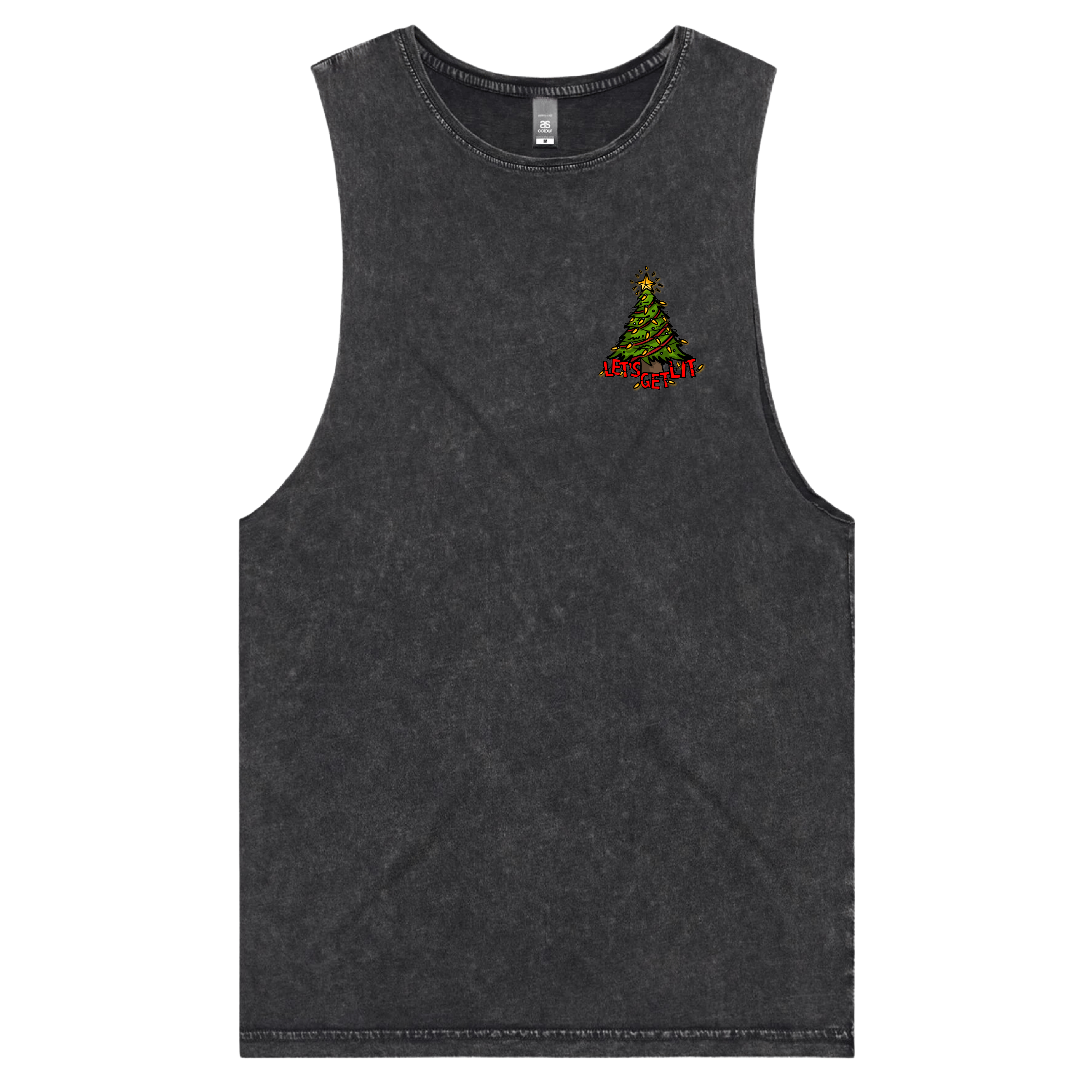 S / Black / Small Front Design Let’s Get Lit 🎄💡 – Tank