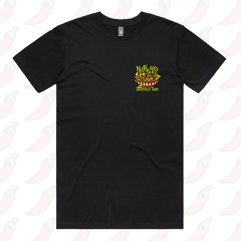 S / Black / Small Front Design Nacho Average Dad 😉 – Men's T Shirt