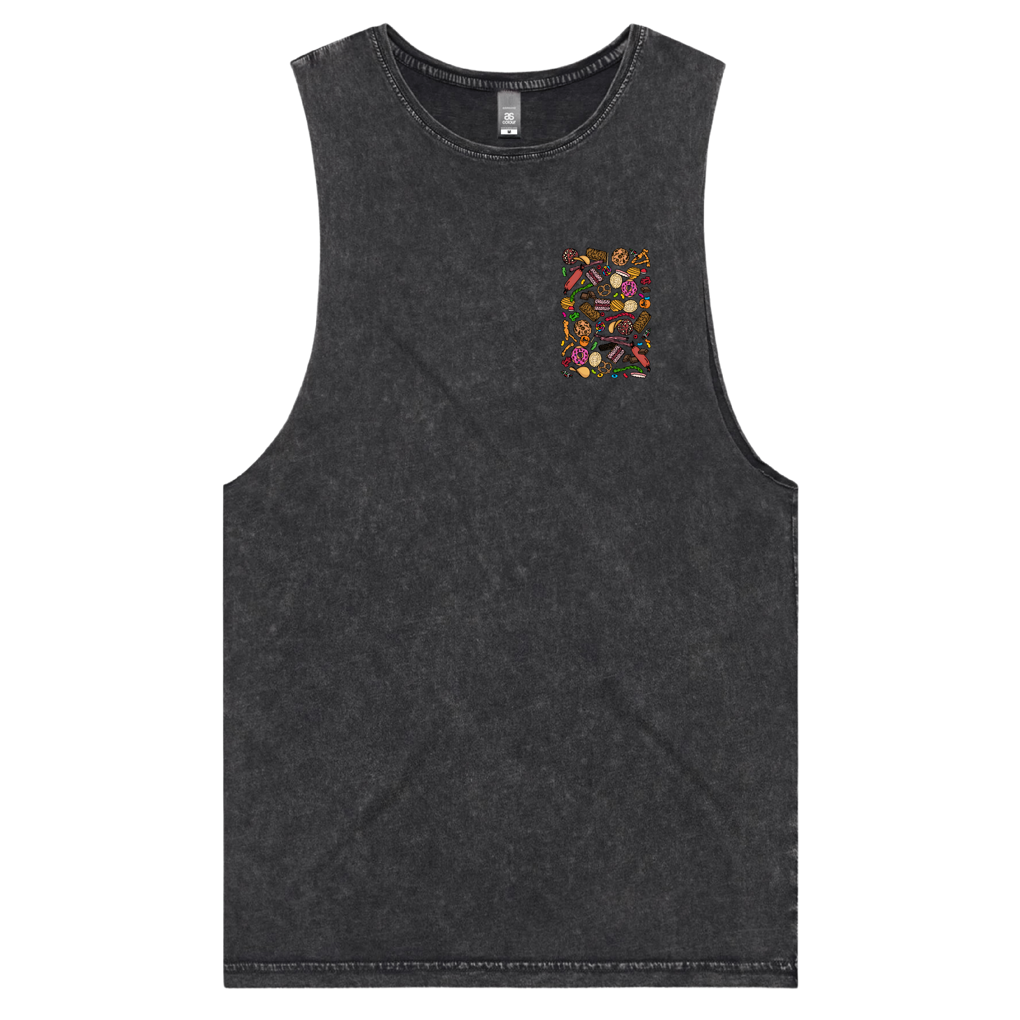 S / Black / Small Front Design Snacks! 🍬🍪 – Tank