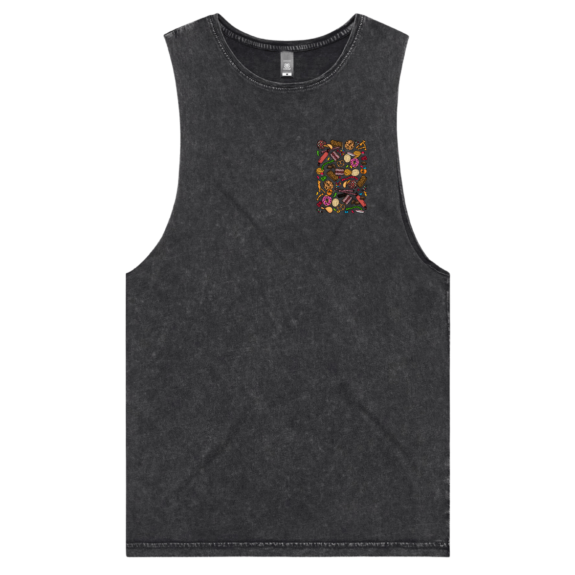 S / Black / Small Front Design Snacks! 🍬🍪 – Tank