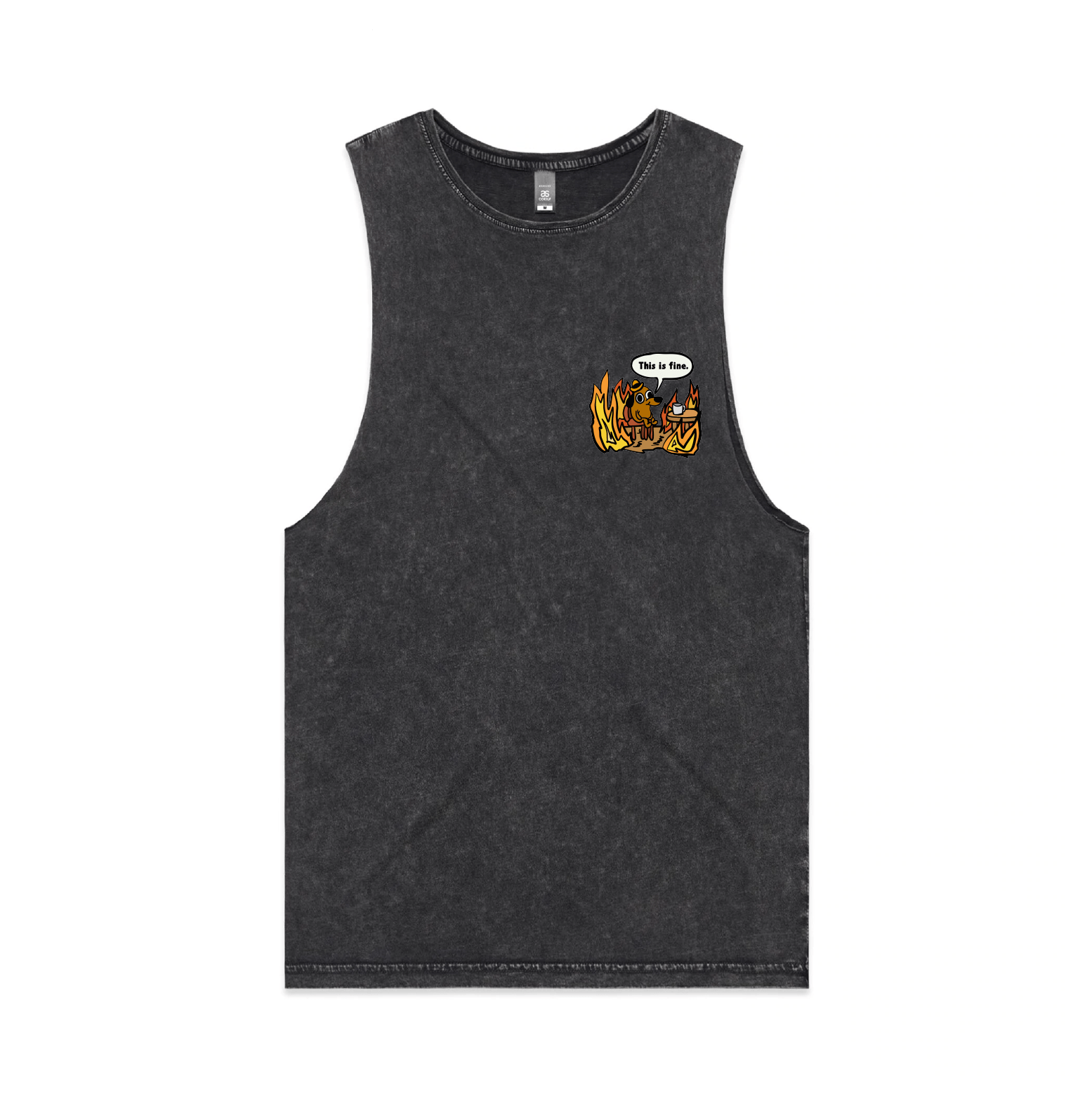 S / Black / Small Front Design This Is Fine 🔥 - Tank