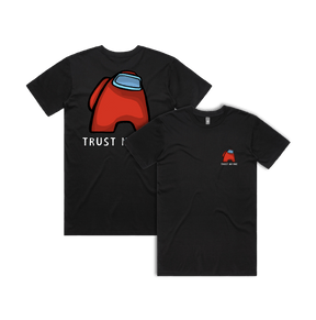 S / Black / Small Front & Large Back Design Among Us 👨‍🚀 - Men's T Shirt