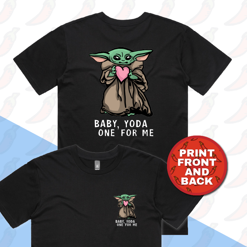 S / Black / Small Front & Large Back Design Baby Yoda Love 👽❤️ - Men's T Shirt