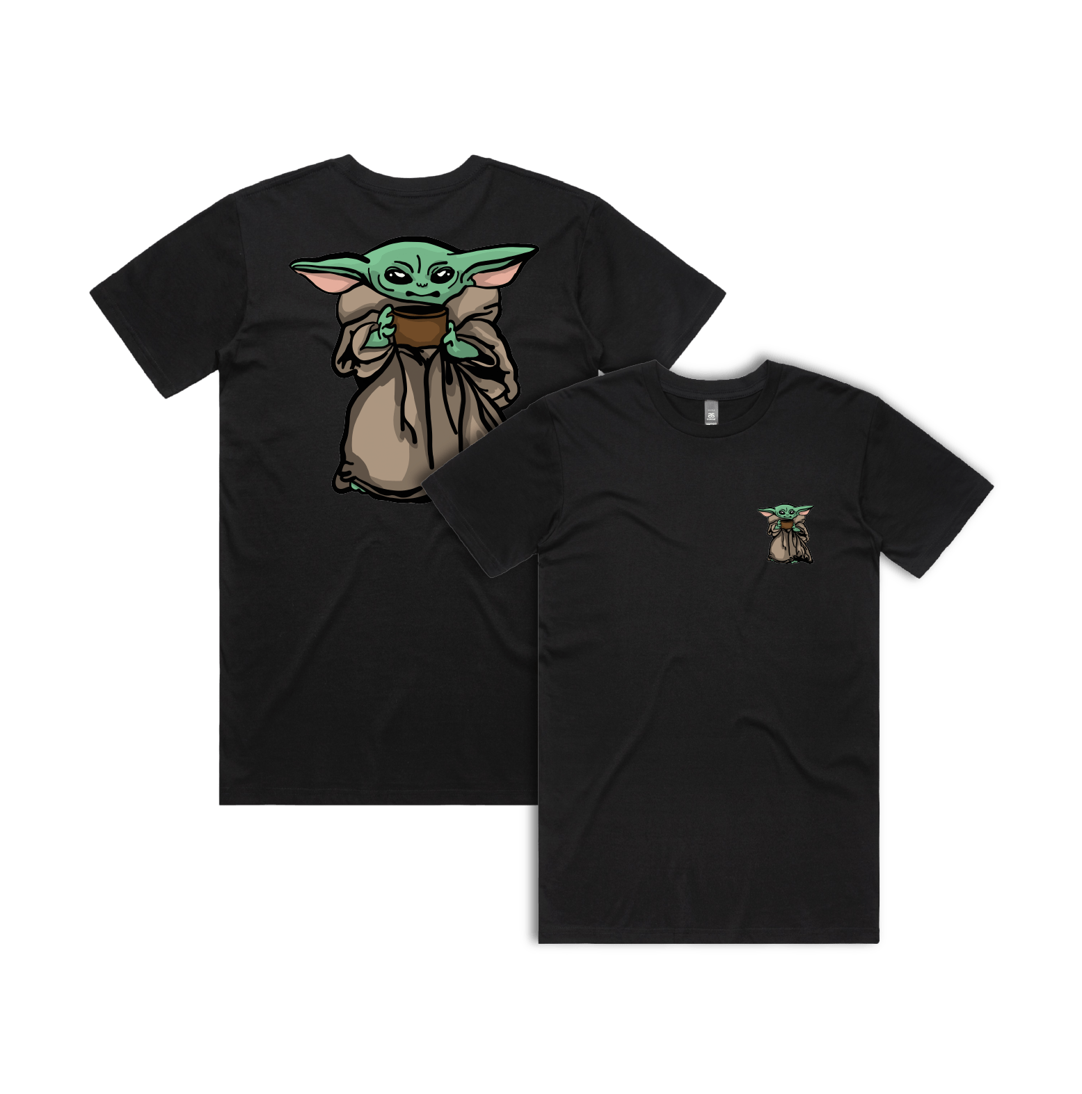 S / Black / Small Front & Large Back Design Baby Yoda 👶 - Men's T Shirt