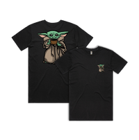 S / Black / Small Front & Large Back Design Baby Yoda 👶 - Men's T Shirt