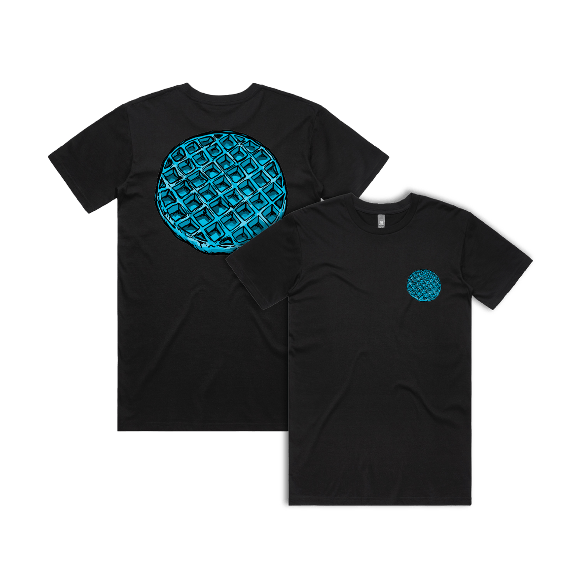 S / Black / Small Front & Large Back Design Blue Waffle 🧇🤮 - Men's T Shirt