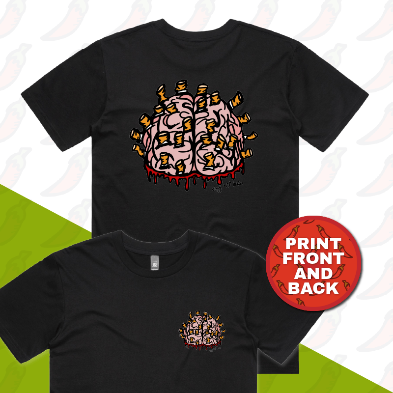 S / Black / Small Front & Large Back Design Ciggy Butt-Brain 🚬🧠 - Men's T Shirt
