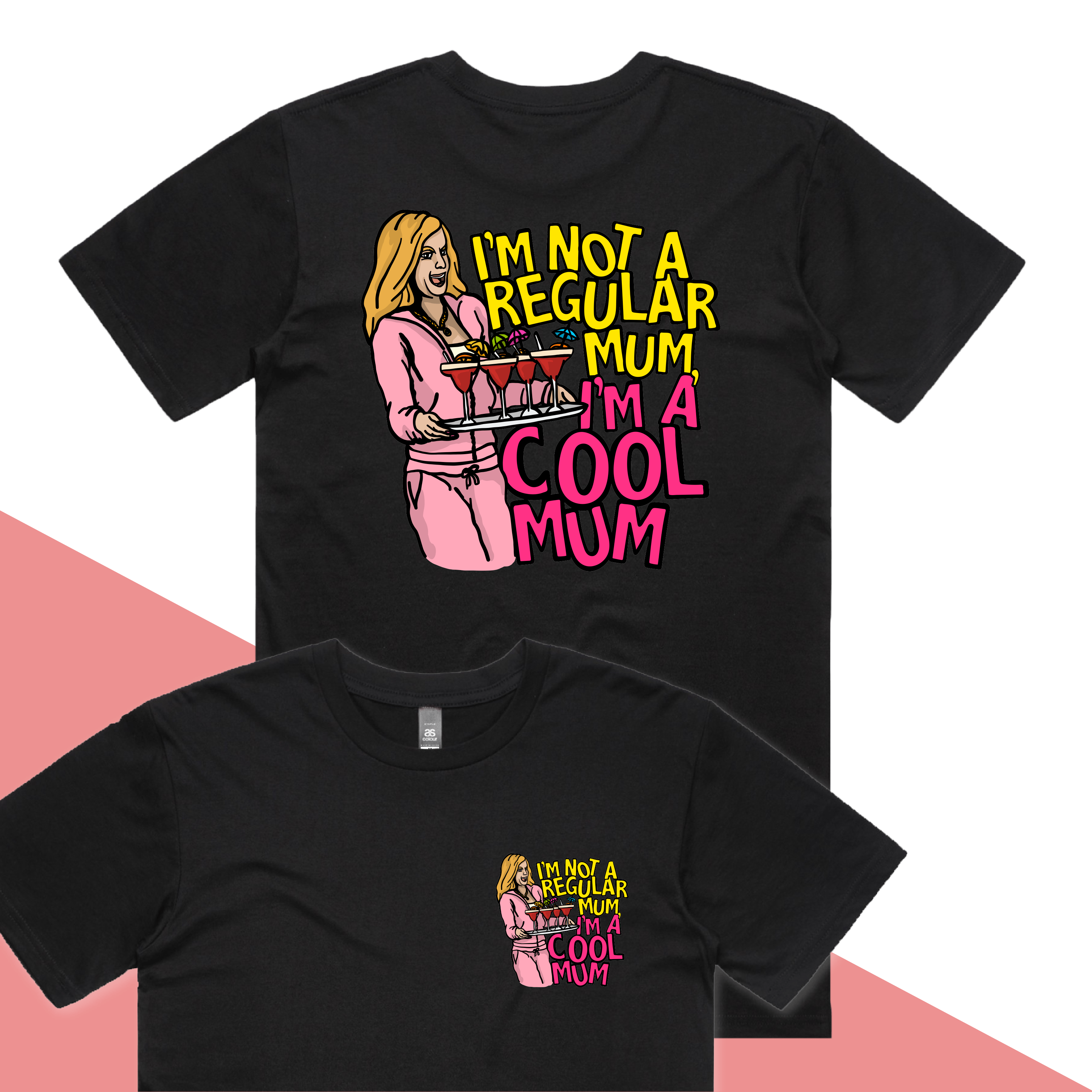 S / Black / Small Front & Large Back Design Cool Mum 😎🍸 - Men's T Shirt