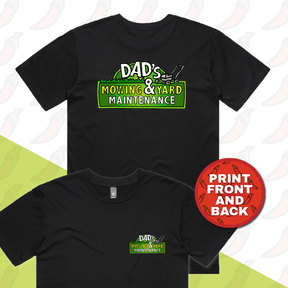 S / Black / Small Front & Large Back Design Dad’s Mowing Company 👍 – Men's T Shirt