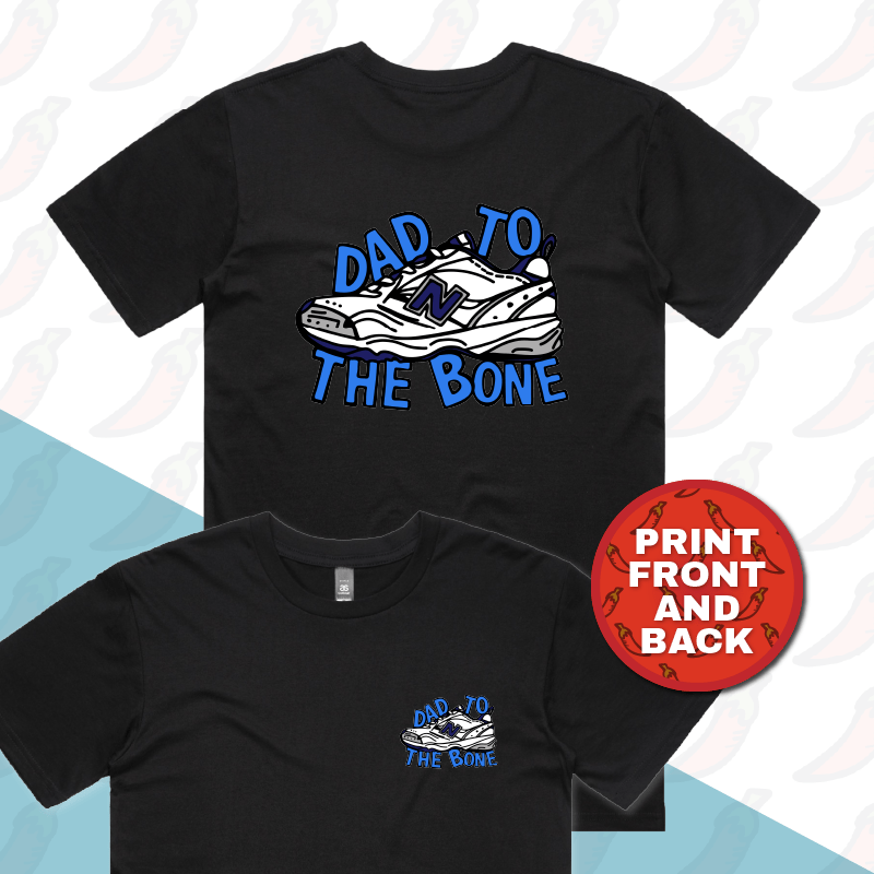 S / Black / Small Front & Large Back Design Dad To The Bone 👟 – Men's T Shirt