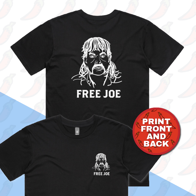 S / Black / Small Front & Large Back Design Free Joe 🚔 - Men's T Shirt