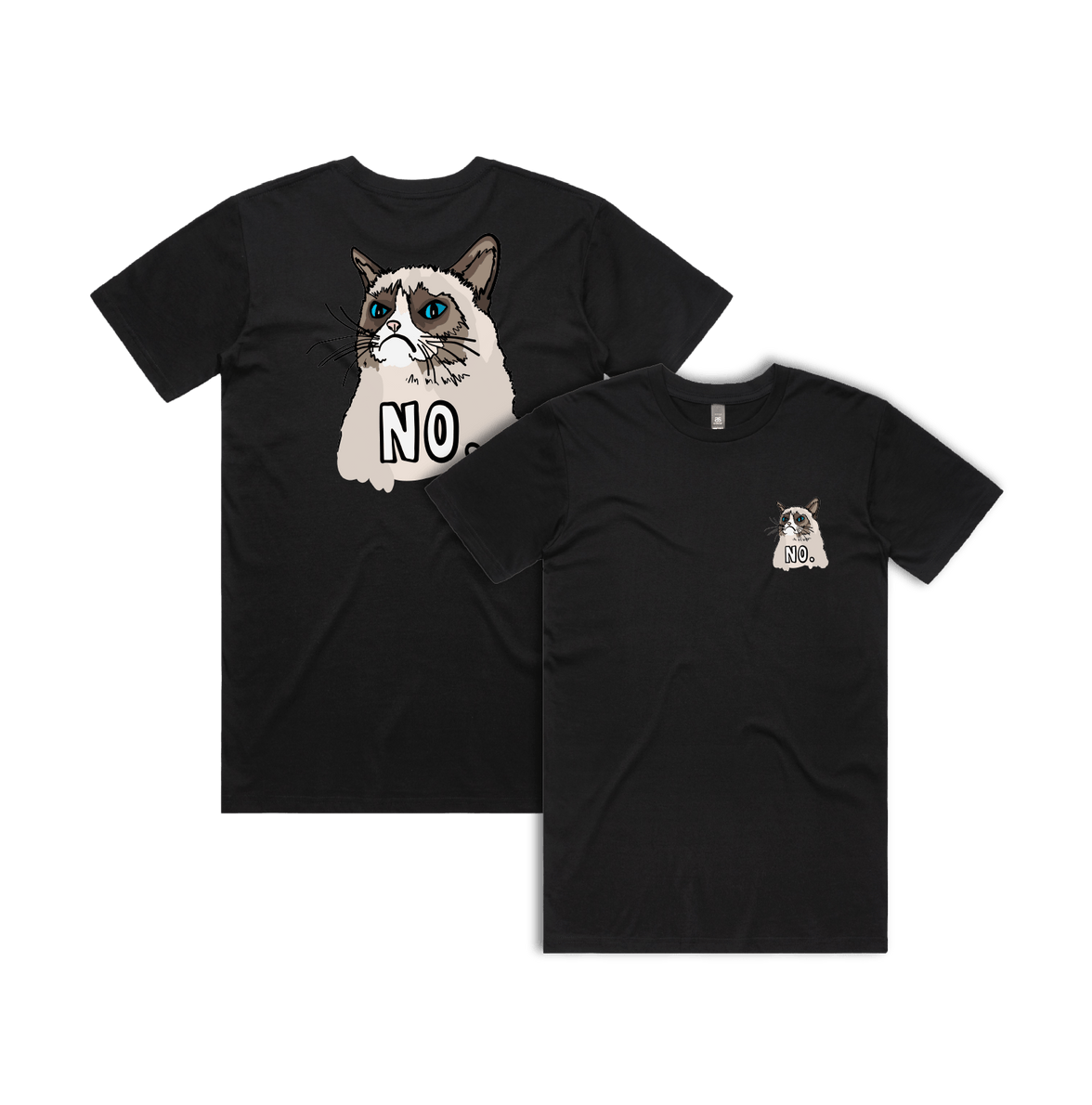 S / Black / Small Front & Large Back Design Grumpy Cat! 😾 - Men's T Shirt