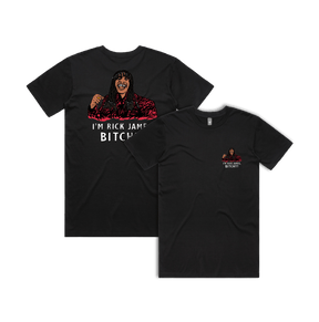 S / Black / Small Front & Large Back Design I'm Rick James ✋🏾 - Men's T Shirt