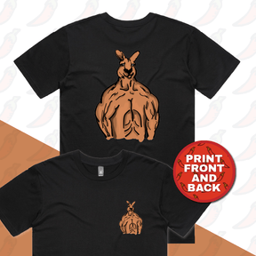 S / Black / Small Front & Large Back Design Jacked Kangaroo 🦘 - Men's T Shirt