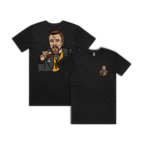 S / Black / Small Front & Large Back Design Laughing Leo 🍷 - Men's T Shirt