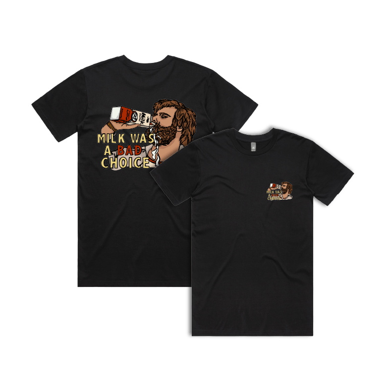 S / Black / Small Front & Large Back Design Milk Was A Bad Choice 🥛 - Men's T Shirt
