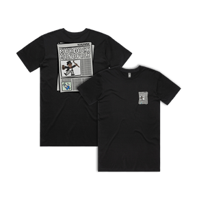 S / Black / Small Front & Large Back Design Murdoch Monopoly 📰 - Men's T Shirt