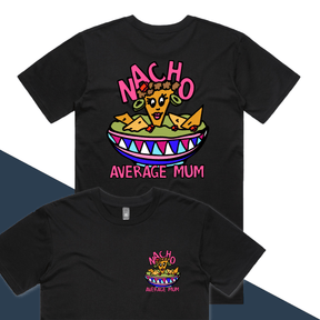 S / Black / Small Front & Large Back Design Nacho Average Mum 😉 – Men's T Shirt