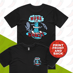 S / Black / Small Front & Large Back Design Nuke The Whales 💣🐳 – Men's T Shirt