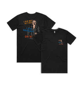 S / Black / Small Front & Large Back Design Oh Hi Mark 👋🏻 - Men's T Shirt